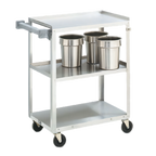 Thumbnail image #1 for Vollrath 97120 Stainless Steel 3-Shelf Utility Bus Cart, 300 lb Capacity, Solid 15-1/2" x 24" Shelves