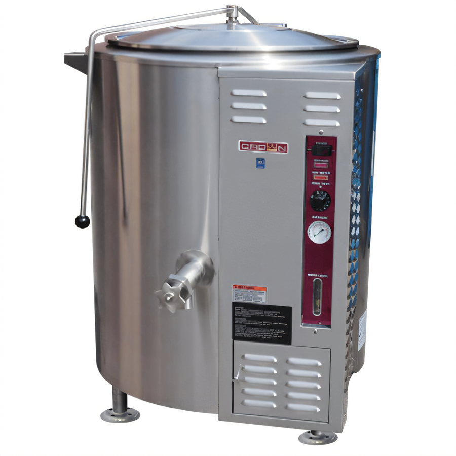 Product image #1 for Crown GL-30E 30 Gallon 2/3 Jacketed Stationary Gas Steam Kettle with Tri-Leg
