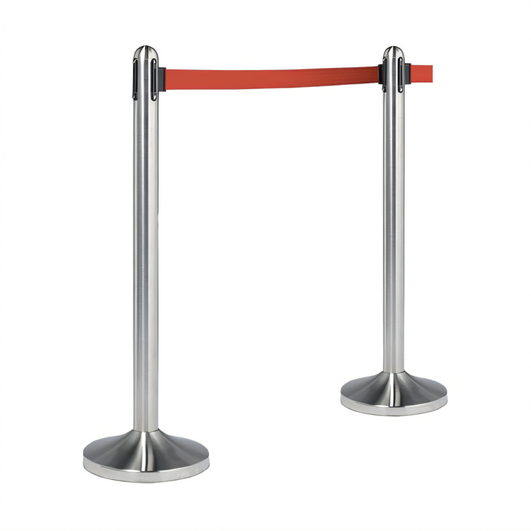 Product image #1 for Securit Portable Barrier Post and Base System with 7-Foot Red Retractable Tape, Brushed Stainless Steel