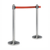 Thumbnail image #1 for Securit Portable Barrier Post and Base System with 7-Foot Red Retractable Tape, Brushed Stainless Steel