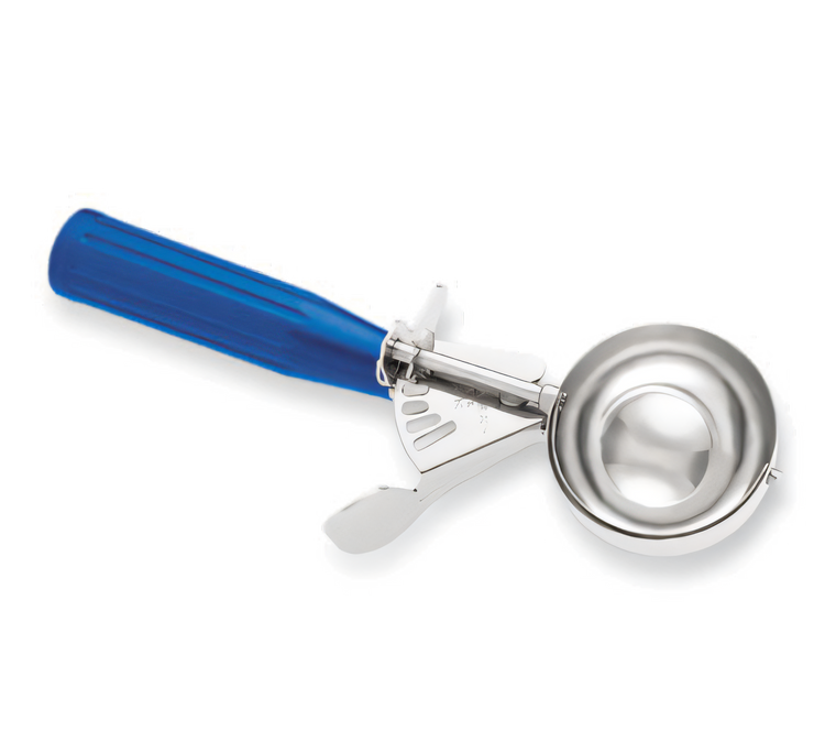 Product image #1 for Hamilton Beach Commercial #16 Thumb Press Disher Portion Scoop with Blue Handle and Stainless Steel Bowl