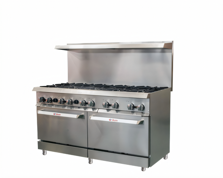 Product image #1 for IKON Cooking 60-Inch Natural Gas Commercial Range with 6 Burners, 24-Inch Griddle, and 2 Static Ovens