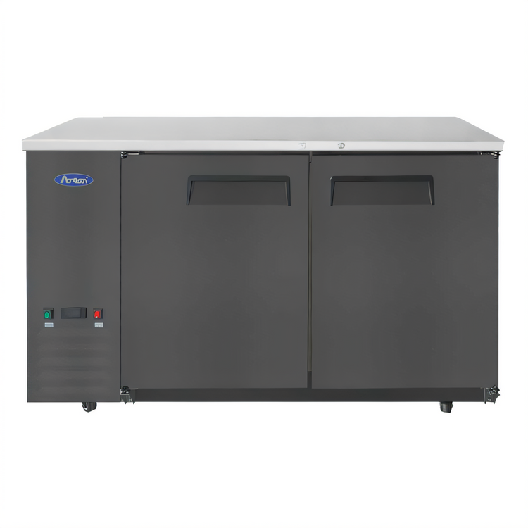 Product image #1 for Atosa 57-3/4 Inch Shallow Depth Two-Section Back Bar Cooler with Solid Locking Doors
