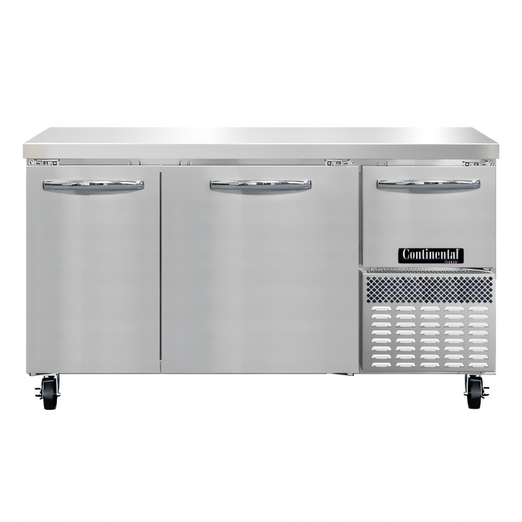 Product image #1 for Continental Refrigerator FA60N 60" 2-Section Freezer Base Worktop Unit with Solid Doors