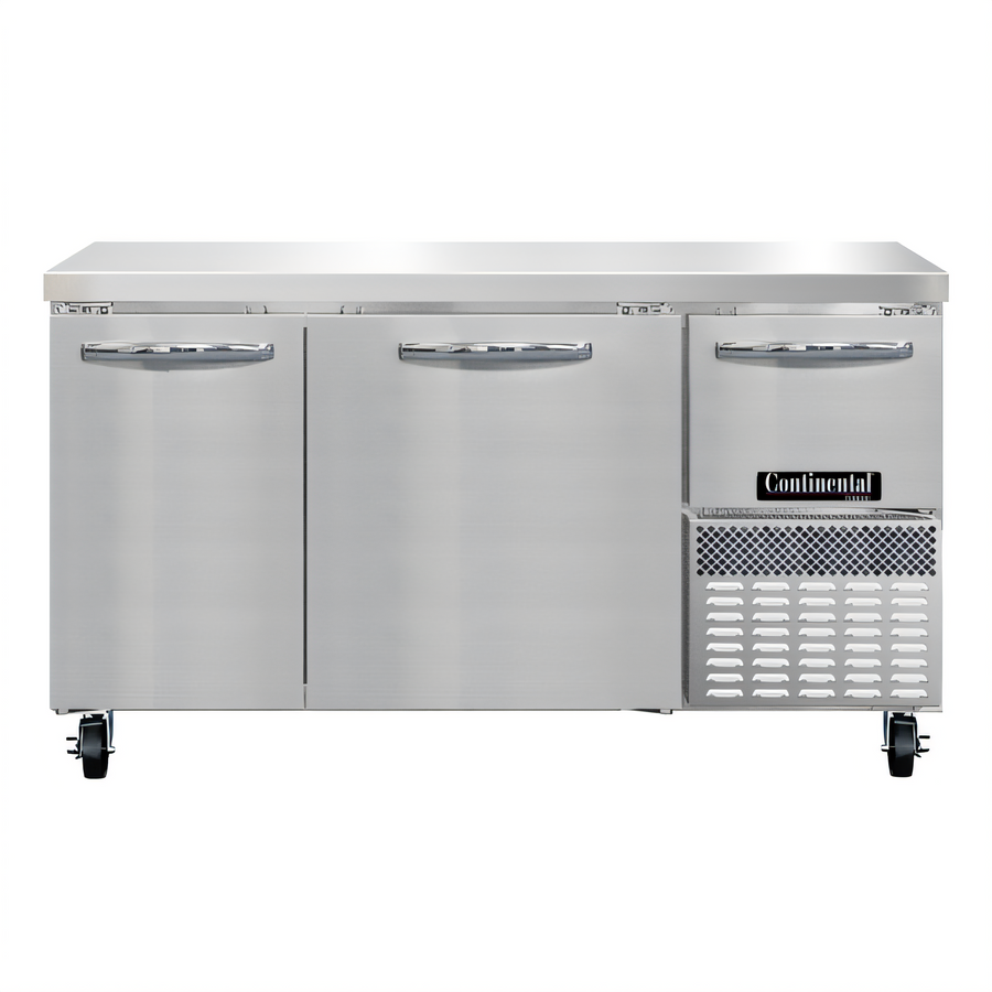 Product image #1 for Continental Refrigerator FA60N 60" 2-Section Freezer Base Worktop Unit with Solid Doors