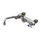 Thumbnail image #1 for T&S Brass B-1128-XS Wall-Mount Workboard Faucet with 12-Inch Swing Spout, 8-Inch Centers, Extra-Long Shank, Low-Lead