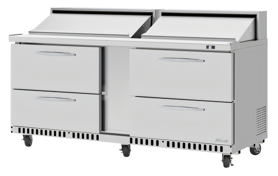 Product image #1 for Turbo Air PRO Series 72-5/8-Inch Front Breathing Two-Section Mega Top Sandwich/Salad Prep Table with 4 Drawers and 18-Pan Opening