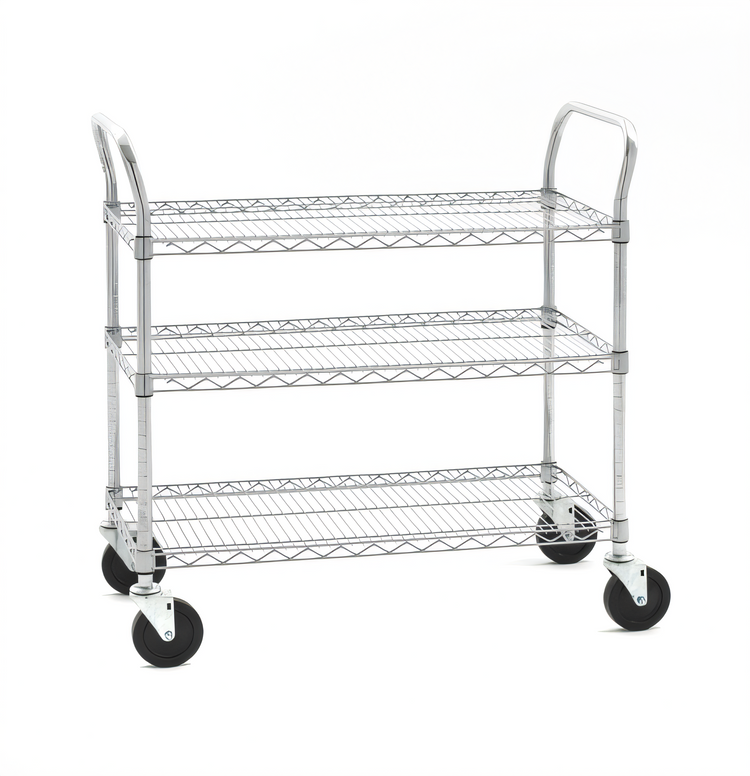 Product image #2 for Olympic 3-Shelf Utility Bus Cart, 18 x 36 Inches, 900 lb. Capacity, Chromate Finish