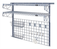 Quantum Store Grid Medium-Duty Wall-Mounted Starter Shelving Kit, Gray Epoxy Antimicrobial Finish