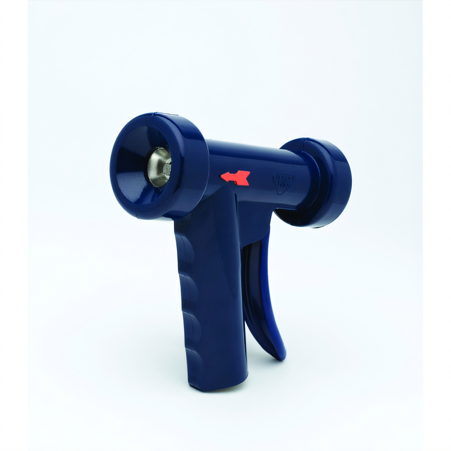 Product image #1 for T&S Brass Rear-Trigger Water Gun Nozzle with 5/16-Inch Orifice, Aluminum, Blue Rubber Cover, 1/2-Inch NPT