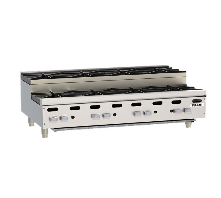 Product image #1 for Vulcan Achiever 48-Inch Countertop Heavy Duty Gas Hot Plate with 4 Open Burners and 4 Step-Up Burners