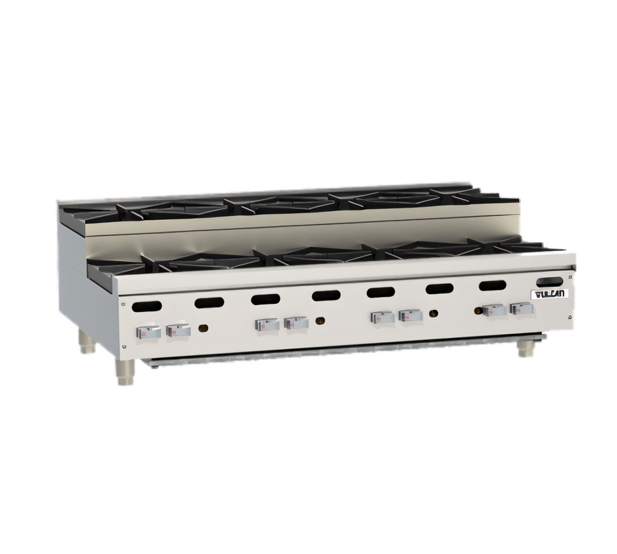 Product image #1 for Vulcan Achiever 48-Inch Countertop Heavy Duty Gas Hot Plate with 4 Open Burners and 4 Step-Up Burners