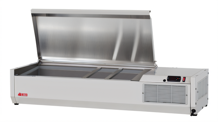 Product image #1 for Turbo Air E-Line 47-1/4 Inch Countertop Refrigerated Salad Table, Side-Mounted Self-Contained, 8-Pan Capacity