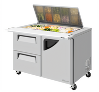 Turbo Air Super Deluxe 48-1/4-Inch Wide 2-Section Mega Top Sandwich/Salad Prep Table with Flat Lid, 1 Door, 2 Drawers