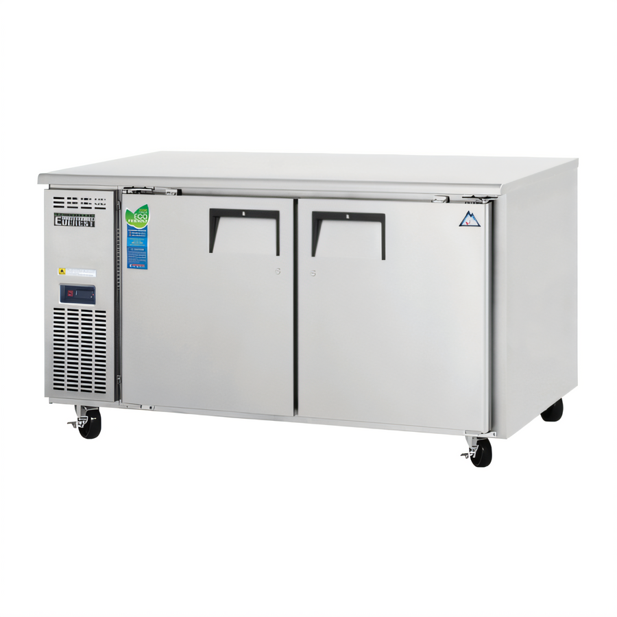 Product image #1 for Everest ETWR2 Two-Section Undercounter/Worktop Refrigerator, 18 Cu. Ft., Side-Mounted Self-Contained Refrigeration, Stainless Steel Worktop