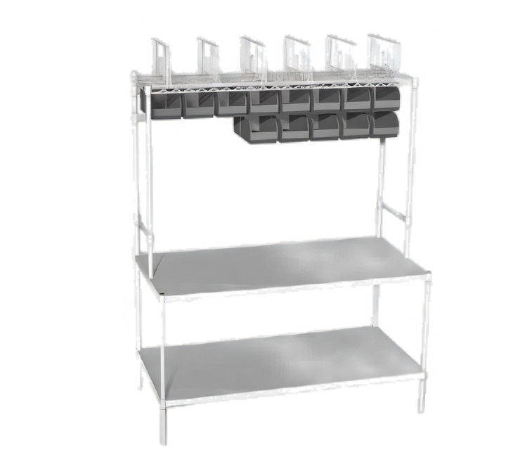 Product image #1 for Eagle Group Stainless Steel Carry-Out Workstation, 60 x 24 Inches, with Overshelf and Supply Bins