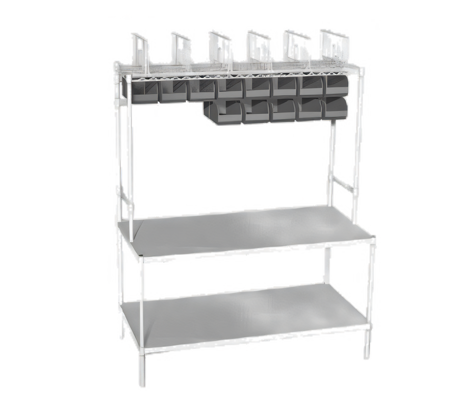 Product image #1 for Eagle Group Stainless Steel Carry-Out Workstation, 60 x 24 Inches, with Overshelf and Supply Bins