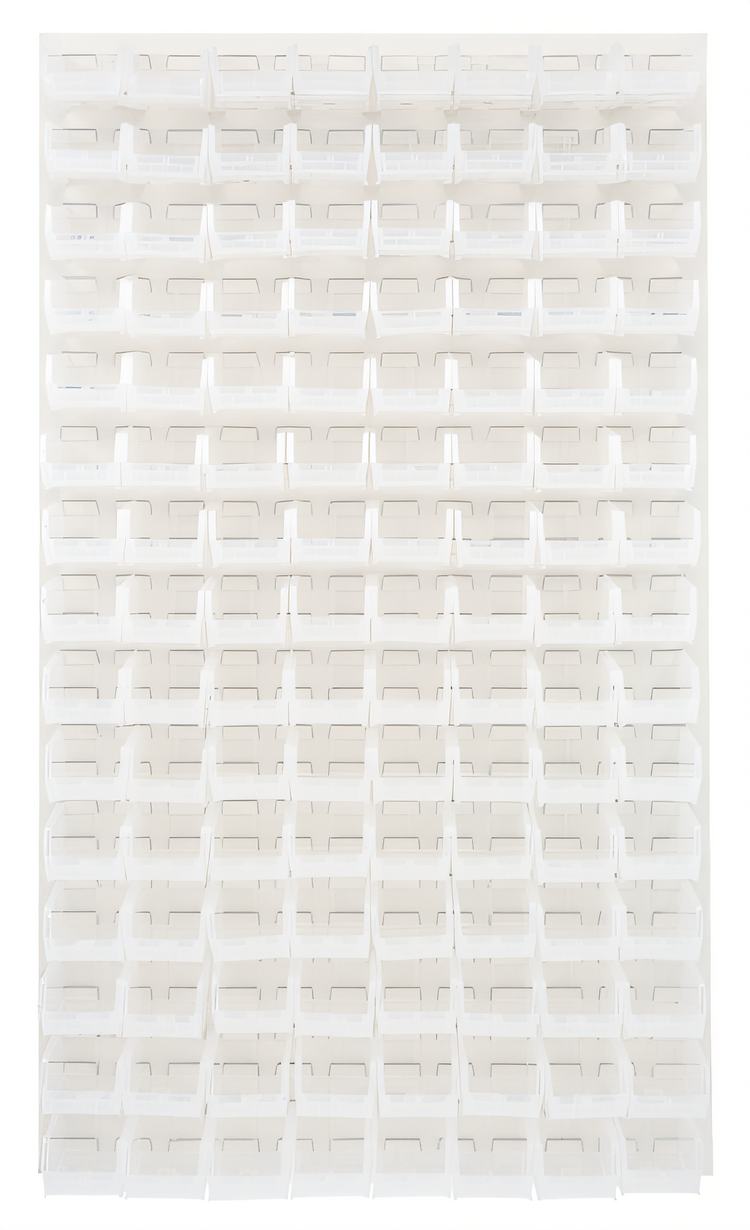 Product image #1 for Quantum Wall-Mounted Louvered Panel Starter Unit with 120 Clear Bins, 36 x 8 x 61 Inches