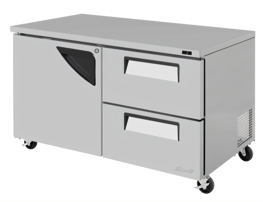 Product image #1 for Turbo Air Super Deluxe Two-Section Undercounter Freezer with 1 Left-Hinged Door and 2 Drawers, 17 Cu. Ft.