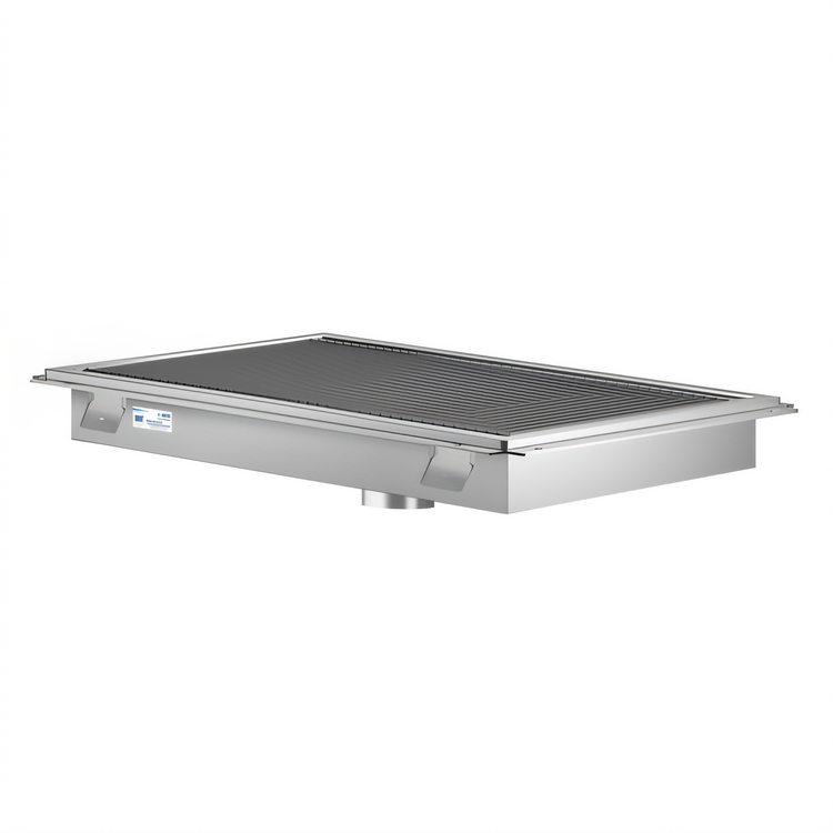Product image #1 for KoolMore 18-Inch x 72-Inch 14-Gauge 304 Stainless Steel Floor Trough Drain with Subway-Style Grating and Removable Basket