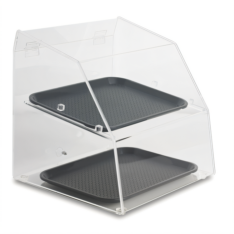 Product image #1 for Vollrath Countertop Curved-Front Full-Service Bakery Display Case, Non-Refrigerated, Rear Door, Clear Acrylic, 2-Tray Capacity