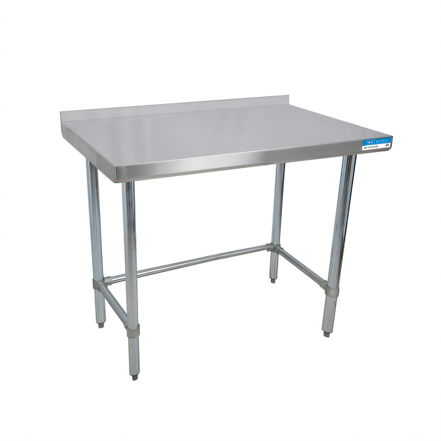 Product image #1 for BK Resources 96-Inch x 24-Inch Open Base Riser Top Stainless Steel Work Table with Galvanized Legs