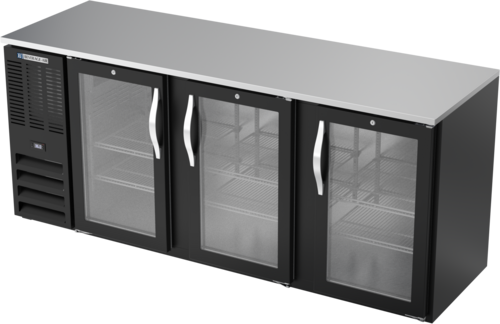 Product image #2 for Three-Section Food-Rated Back Bar Refrigerator with Glass Doors, 78-Inch Wide, Black