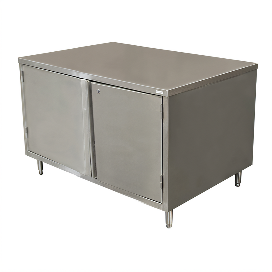 Product image #1 for BK Resources Stainless Steel Chef Table Cabinet Base with Hinged Doors and Lock, 48" x 36"