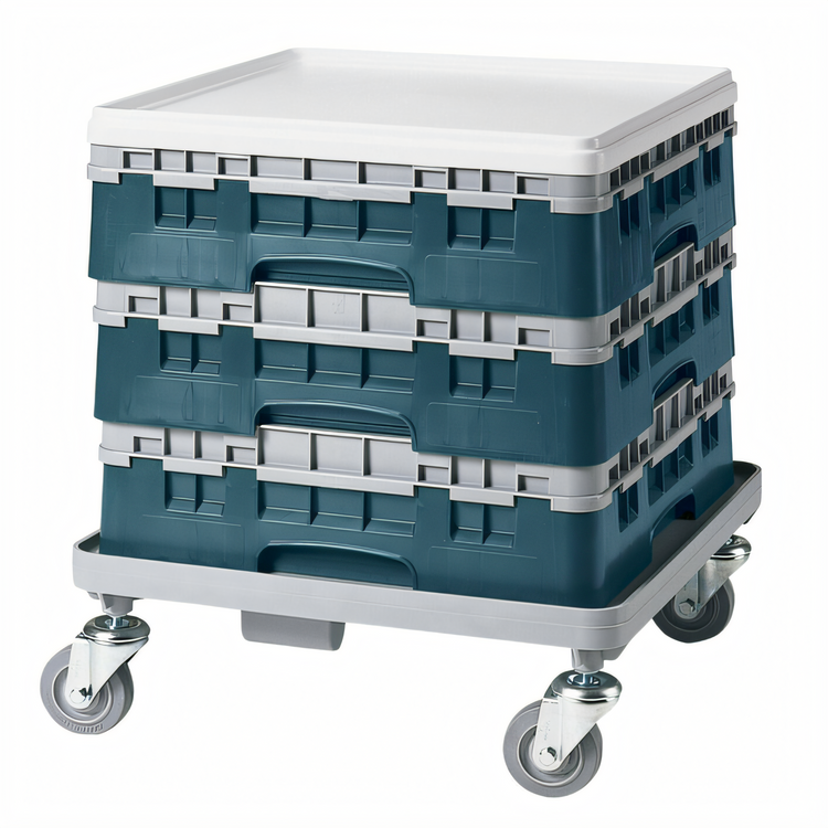 Product image #2 for Cambro Camrack Full Size Teal Dishwasher Base Rack with 1 Soft Gray Extender, 1-Compartment