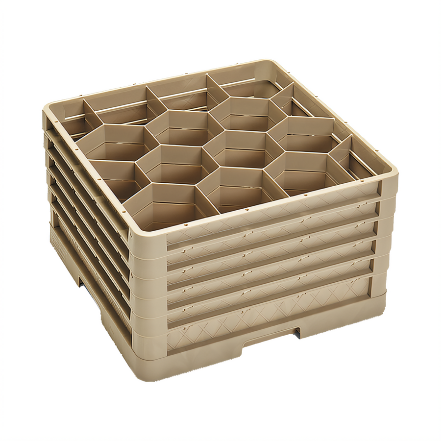 Product image #1 for Traex Rack Max Full-Size 12-Compartment Closed-Wall Cup/Glass Rack, Beige