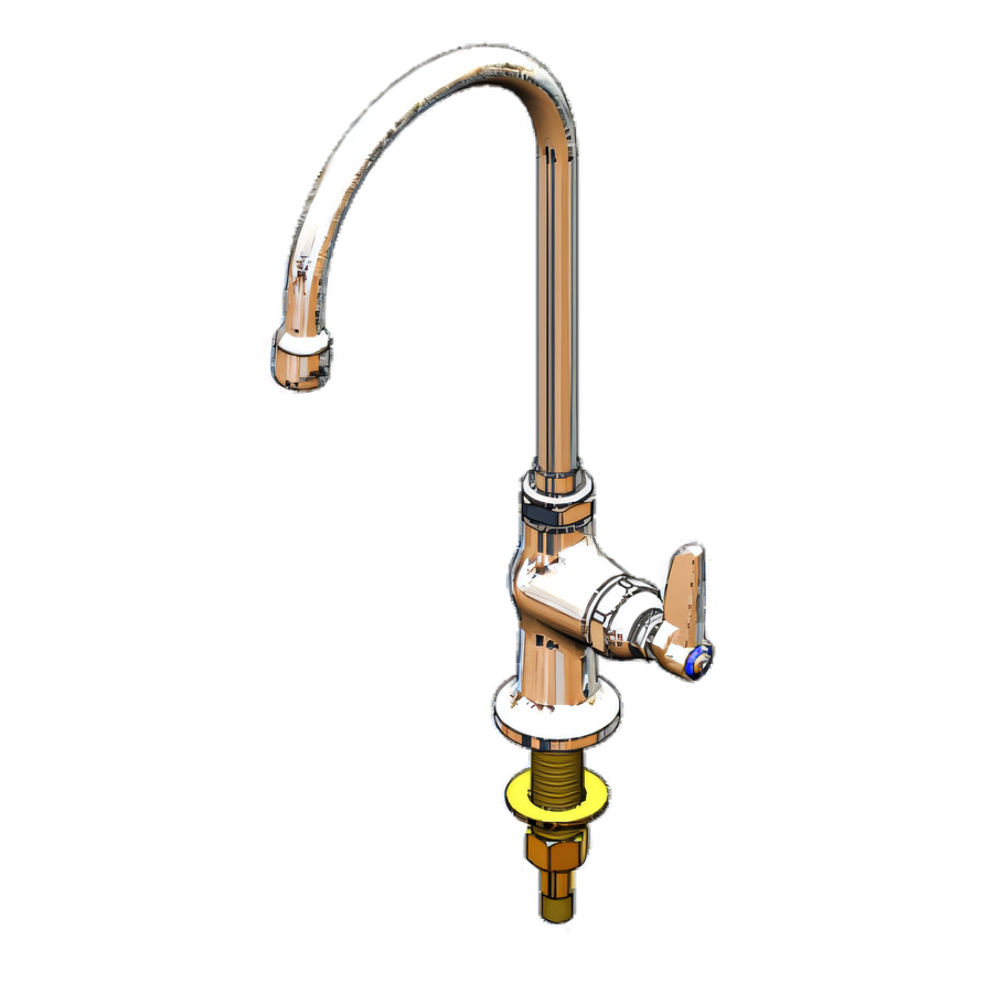 Product image #1 for T&S Brass Single Pantry Faucet, Single-Hole Deck Mount, 5-3/4-Inch Swivel Gooseneck, Quarter-Turn Lever