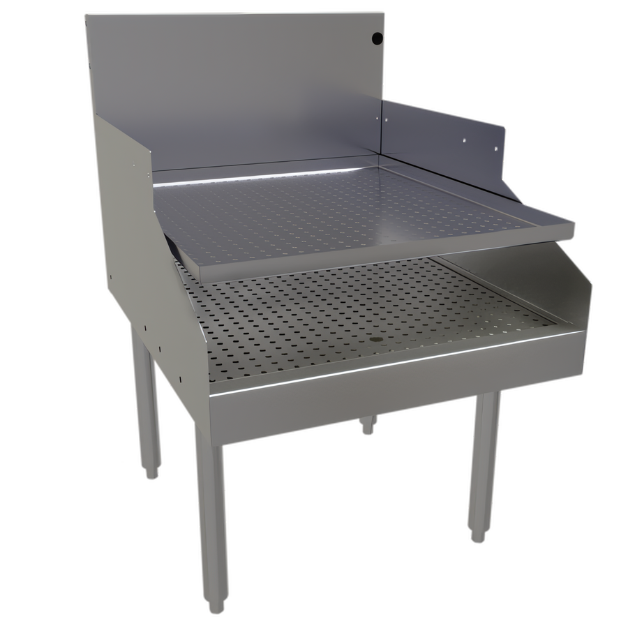 Product image #1 for Glastender Recessed Free-Standing Stainless Steel Drainboard, 24"W x 29"D, Double Speed Rail