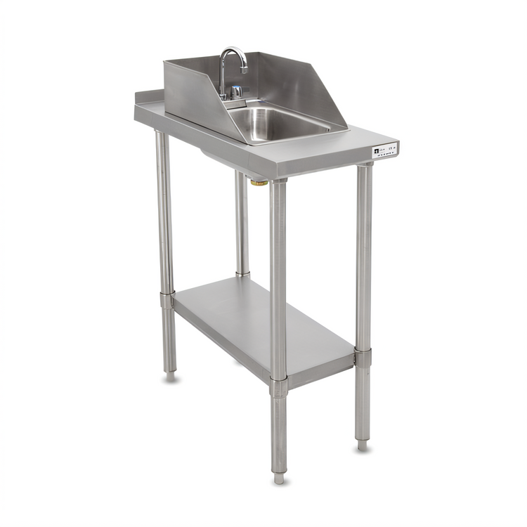 Product image #1 for John Boos Stallion 24-Inch x 30-Inch Stainless Steel Filler Table with Drop-In Sink and Adjustable Undershelf