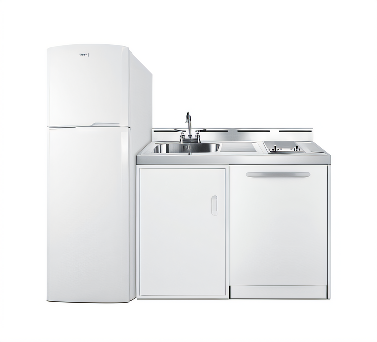 Product image #1 for Summit Appliance 72-Inch All-In-One Kitchenette with Full-Size Refrigerator-Freezer, Dishwasher, Cooktop, Sink & Storage Cabinet