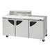 Thumbnail image #1 for Turbo Air Super Deluxe 72-5/8-Inch Three-Section Sandwich/Salad Prep Table with Clear Lid, 12-Pan Opening, Right-Side Workstation