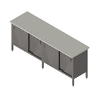 Thumbnail image #1 for John Boos EBSS6-30120 120" x 30" Stainless Steel Enclosed Work Table with Sliding-Door Cabinet Base, 16-Gauge 300 Series Top