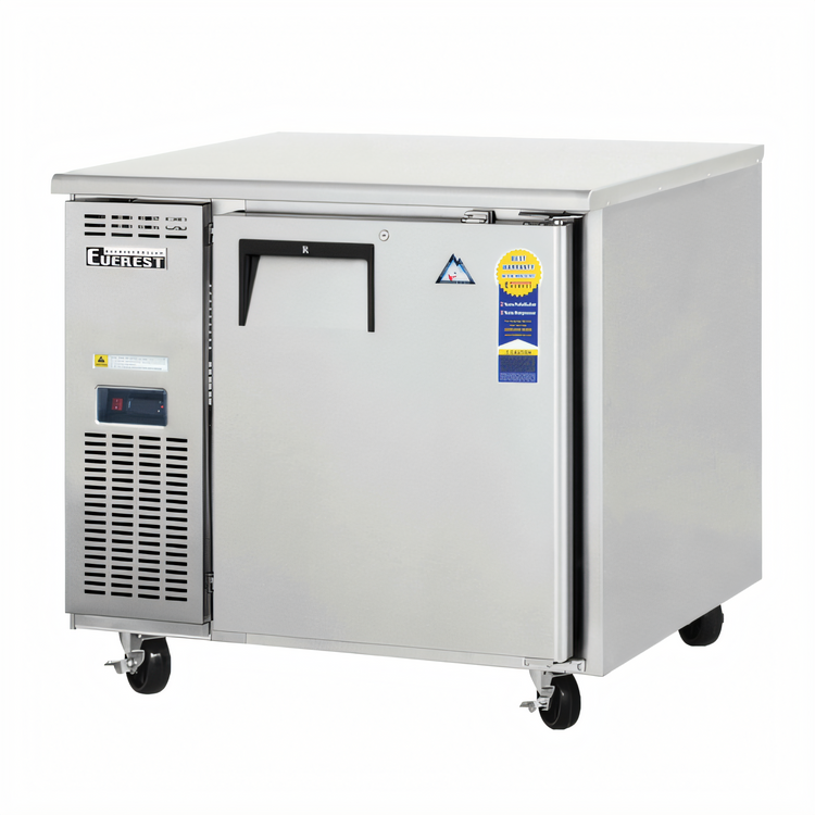Product image #1 for Everest Refrigeration ETF1-24 One-Section Undercounter Worktop Freezer, 6.0 Cu. Ft., Side-Mounted Self-Contained, Stainless Steel