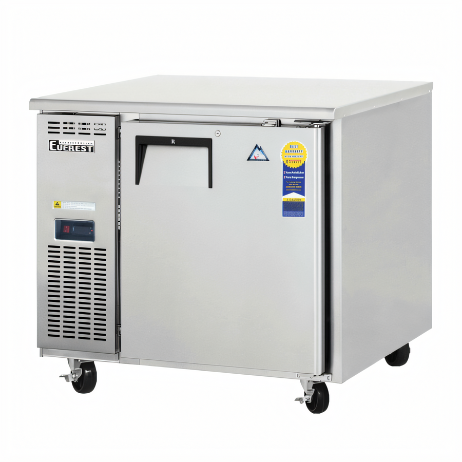 Product image #1 for Everest Refrigeration ETF1-24 One-Section Undercounter Worktop Freezer, 6.0 Cu. Ft., Side-Mounted Self-Contained, Stainless Steel