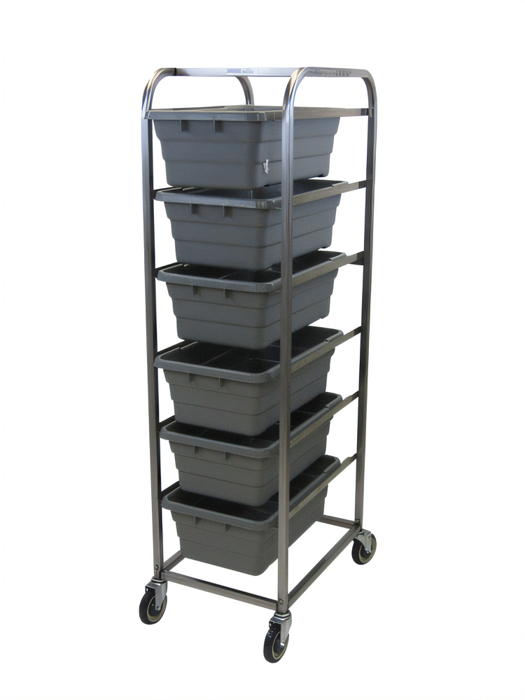 Product image #2 for All-Welded Stainless Steel End-Load 6-Lug Rack with 5" Swivel Casters