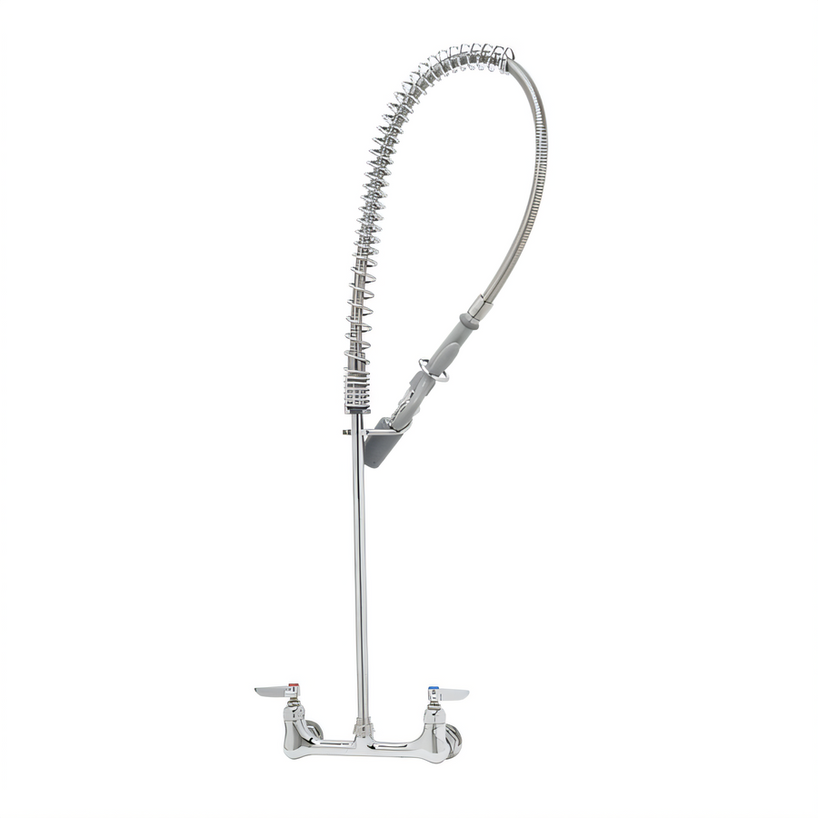 Product image #1 for EasyInstall 8-Inch Wall Mount Pre-Rinse Unit with 24-Inch Riser, Lever Handles, Cerama Cartridges, and 1.07 GPM Spray Valve
