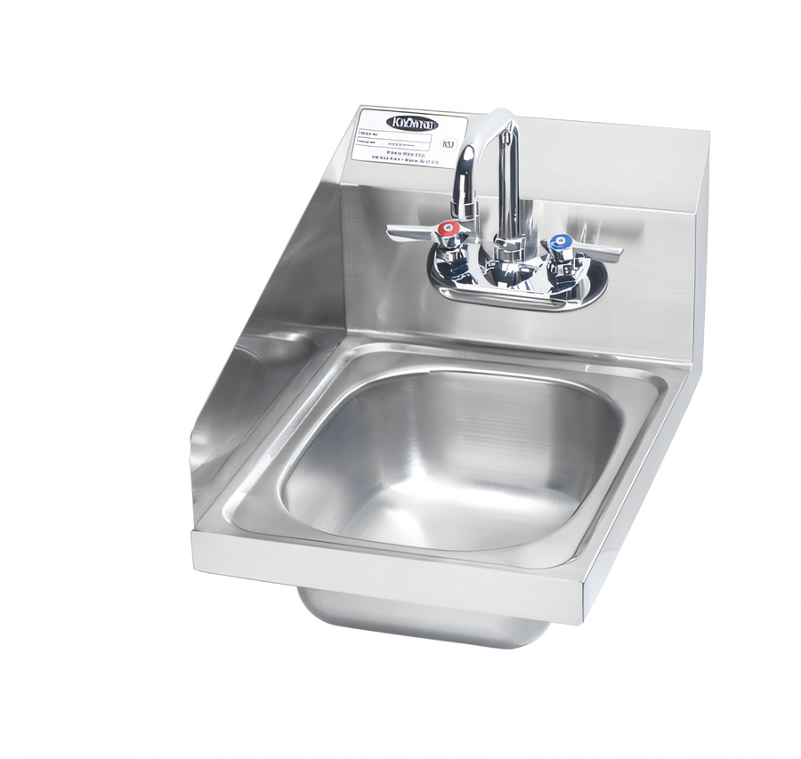 Product image #1 for Krowne 12-Inch Space Saver Wall-Mount Stainless Steel Hand Sink with Left Side Splash and Included Faucet