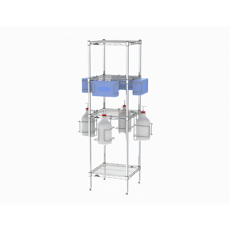 Product image #1 for Metro Chain Reaction Freestanding PPE Tree Sanitizer Station with Shelves, Glove Box Holders, and Sanitizer Holders