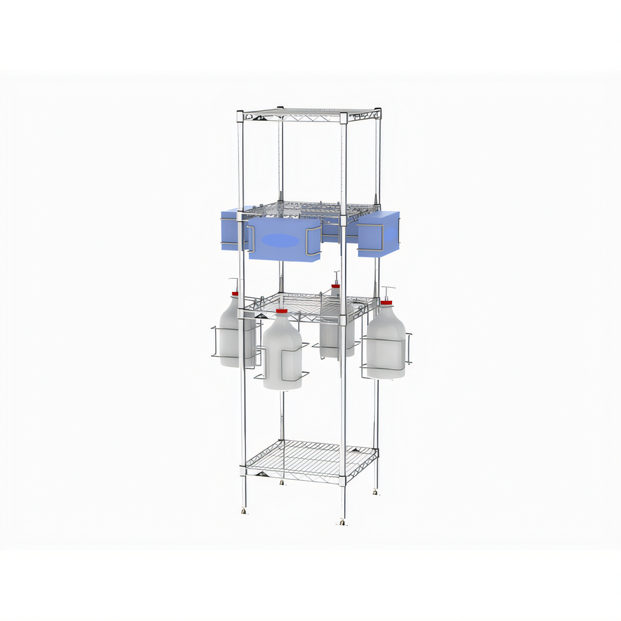 Product image #1 for Metro Chain Reaction Freestanding PPE Tree Sanitizer Station with Shelves, Glove Box Holders, and Sanitizer Holders