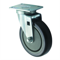 Universal 5-Inch Polyurethane Plate Caster Set, 220 lb. Capacity, Set of 2