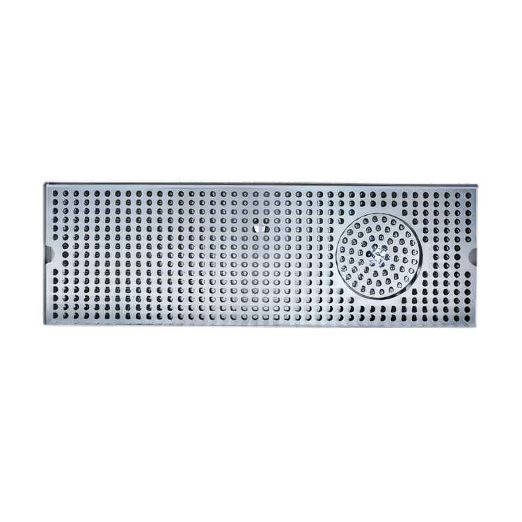 Product image #1 for Surface-Mount 8 Inch x 24 Inch Brushed Stainless Steel Drip Tray Trough with Glass Rinser