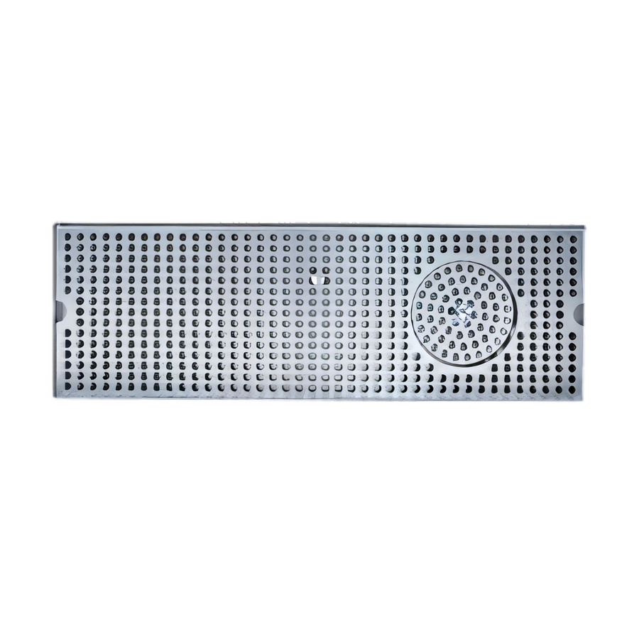 Product image #1 for Surface-Mount 8 Inch x 24 Inch Brushed Stainless Steel Drip Tray Trough with Glass Rinser