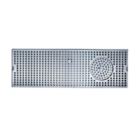 Surface-Mount 8 Inch x 24 Inch Brushed Stainless Steel Drip Tray Trough with Glass Rinser