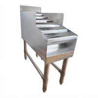 24-Inch Freestanding Underbar Liquor Display Rack, 5-Step, 304 Stainless Steel, 3-Inch Backsplash