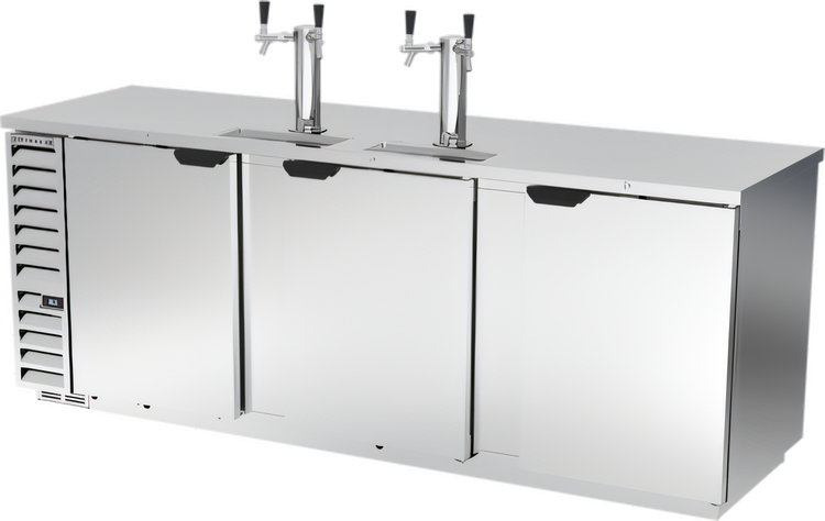 Product image #1 for Beverage-Air DD94HC-S 94-Inch Direct Draw Draft Beer Cooler with 3 Solid Doors, 2 Dual-Faucet Towers, and 5 Half-Barrel Keg Capacity