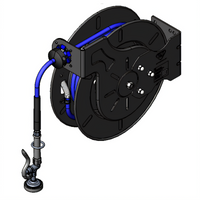 T&S Brass Open Epoxy-Coated Retractable Hose Reel System, 3/8 Inch x 50 Foot Hose, 1.15 GPM Spray Valve